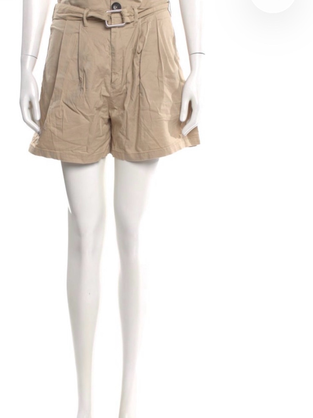 Marissa Webb Beige High-Waist Pleated Belted Shorts